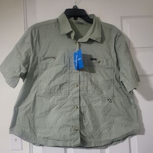 NWT Womens Columbia Brea Falls Sage Green Short Sleeve Shirt XL
